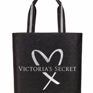 Victoria's Secret Balmain Fashion Show Glitter Tote Bag Handbag‎ Glamour black